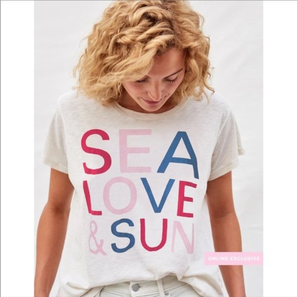 Sundry Scoop Neck sea Love & Sun Print Tee - Picture 1 of 3